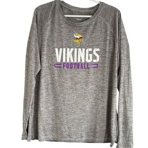 Majestic Mens MN Vikings Gray Long Sleeve Shirt Size XL NFL Minnesota Football